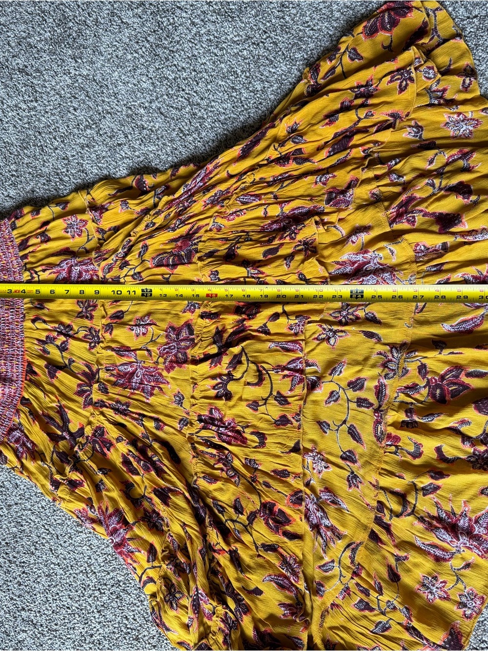 NWT Tiered Yellow Floral High Low Skirt Boho Resort Tropical Vacation Size L/XL - Picture 6 of 8